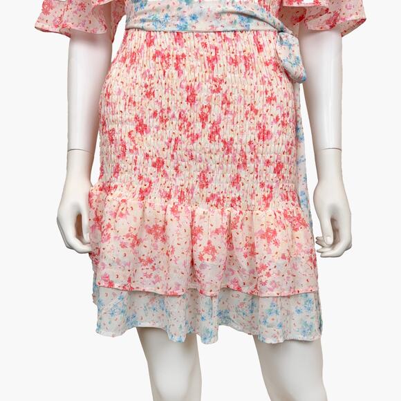 NWT AURA "Sugar Rush" Flutter Sleeve Floral Print Mini Dress (Pink | Size S) - Picture 7 of 11